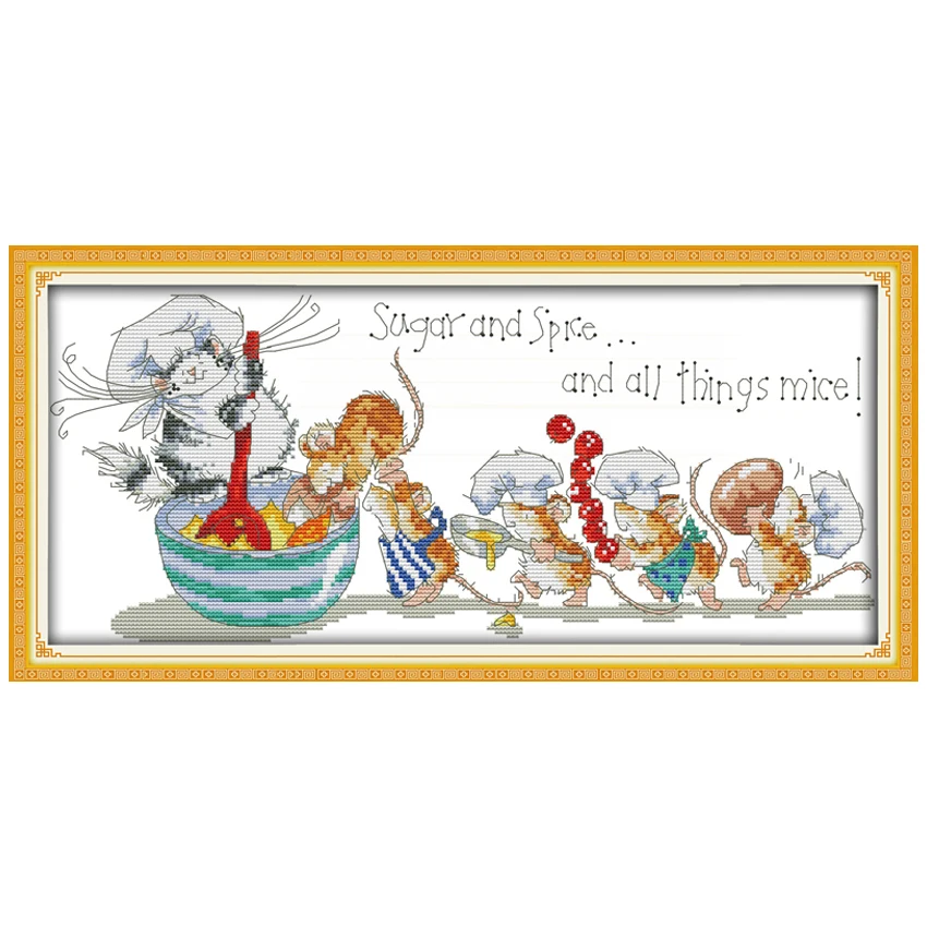 Mice Saucing Food Patterns Counted Cross Stitch 11CT 14CT Set Wholesale Cross-stitch Kit Embroidery Needlework | Дом и сад