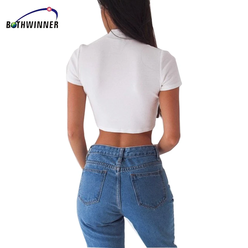 Женский короткий топ на шнуровке Bothwinner черный сексуальный с коротким рукавом