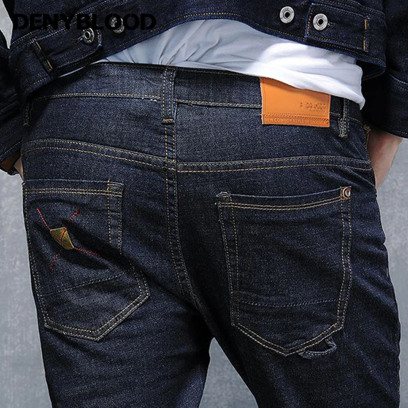 Denyblood Jeans Mens Stretch Denim Slim Jeans Mutil Cutting Harem Pants Elastane Bottom Blue Black Denim Cargo Pants 946