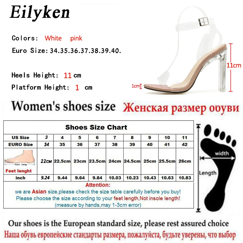 Eilyken/2021 г. Прозрачные босоножки из ПВХ с открытым носком на высоком каблуке