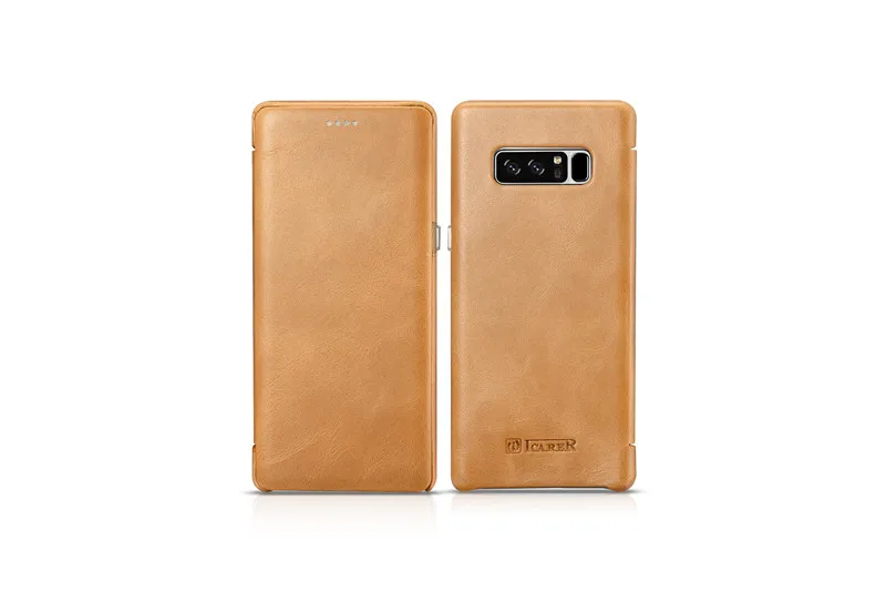 ICarer роскошный чехол из натуральной кожи для samsung Galaxy Note 9 Note8 S9 S8 плюс с округленными изогнутыми краями Винтаж серия натуральная кожа чехол