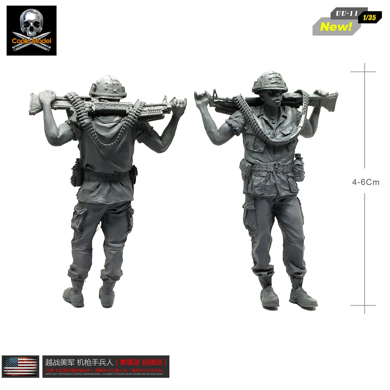 

1/35 U. S. Marine Corps Resin Man Black Machine Gunner UU-11