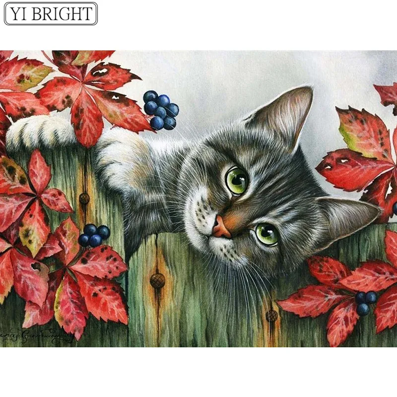 

5D DIY Full Square Diamond Painting Cross Stitch Flower cat 3D Diamond Embroidery Rhinestone Mosaic Home Decoration