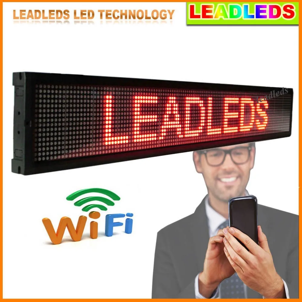 Red Bright Leds  Wifi/U disk Programmable LED Scrolling Message Sign Board for Advertising