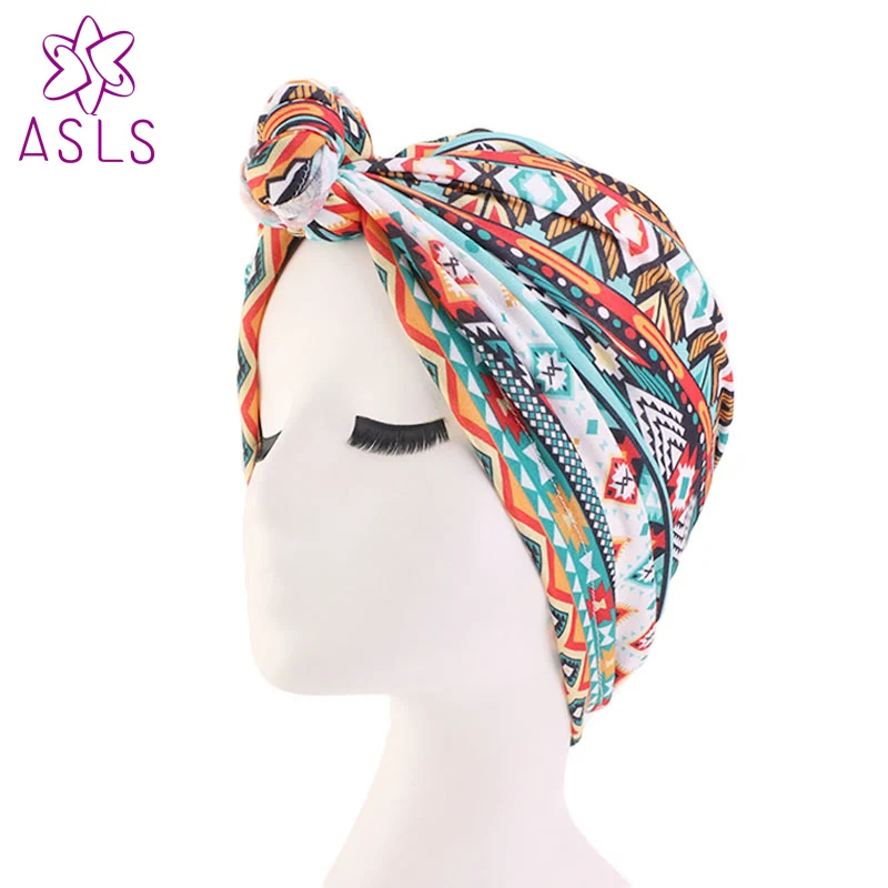 Новый женский тюрбан шляпа в богемном стиле с принтом и узлом Африканский твист
