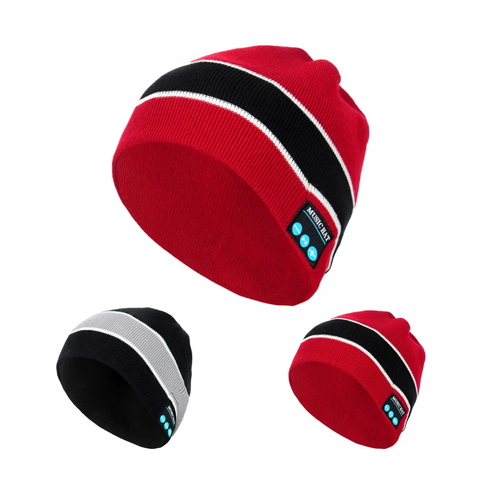 Новинка Зима 2019 Теплая Шапка бини с микрофоном и Bluetooth Беспроводная музыкальная