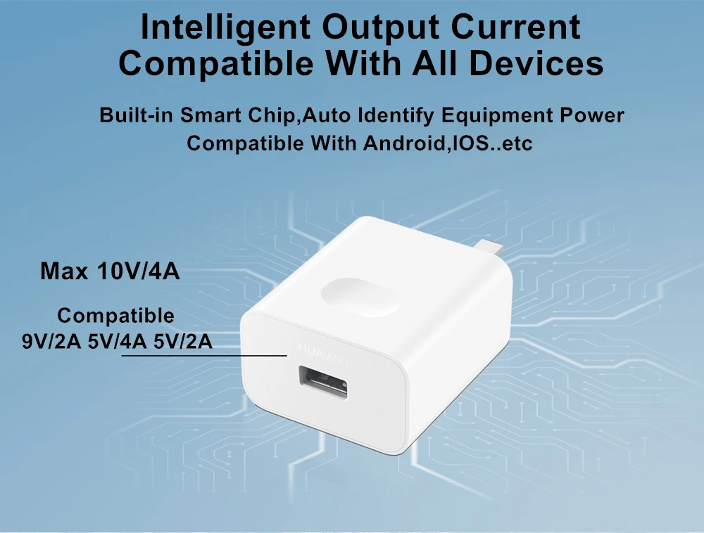 HW-100400C00,, HUAWEI Super Charge, 40 Вт, Нагнетатель 10 В/4 а, 9 В/2 А, 5 В/2 А, подходит для Mate20 Pro X RS Mate10 P20 P10
