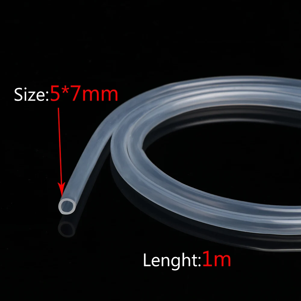 5x7 mm 1 м для детей 4, 5, 6, 7, 8, 9, 10, 11, 12, 14, 16 мм из Диаметр Гибкая силиконовая труба Еда Класс прозрачный силиконовый штамп резиновый шланг - Цвет: 5x7 mm