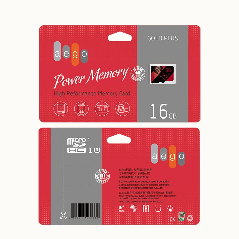 Карта флэш памяти AEGO Trans карта micro SD класса 10 16 ГБ с адаптером для карт (U1) / UHS I
