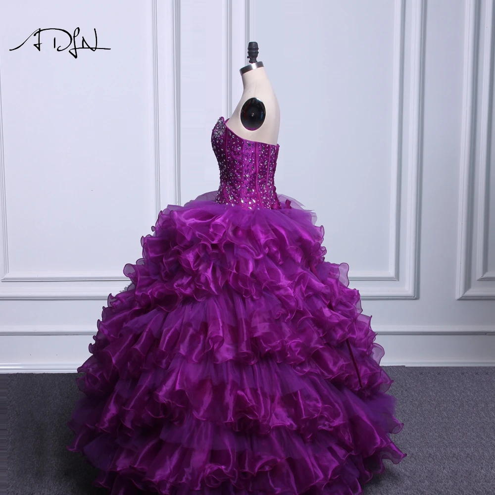 ADLN элегантный корсет фиолетовые платья Quinceanera Настоящее фото бальное платье из