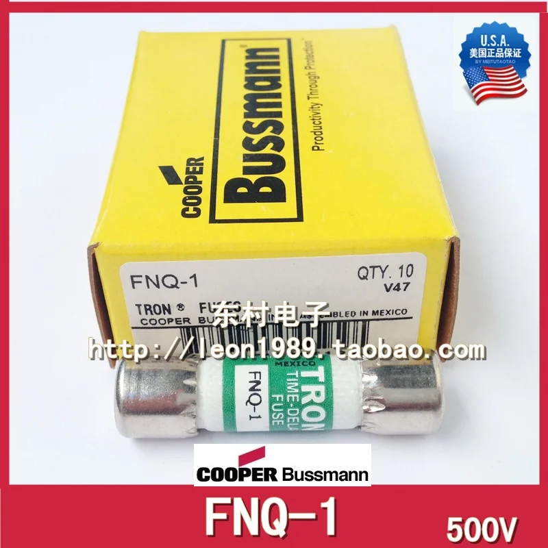 

[SA] импортный предохранитель US BUSSMANN предохранители TRON FNQ-1 1A 10*38 мм 500v--10 шт/партия