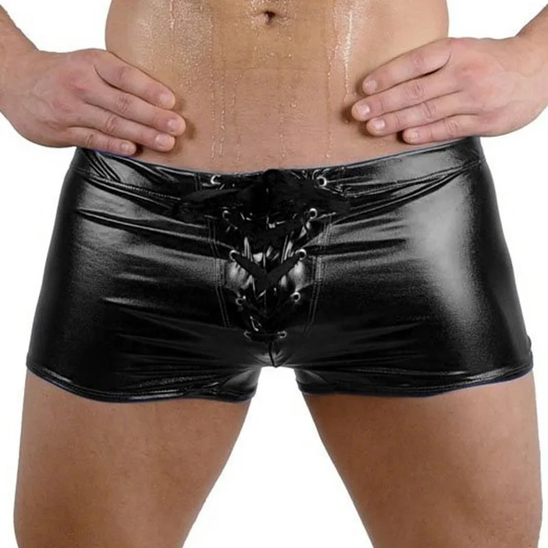 Мужские трусы боксеры из искусственной кожи сексуальные для танцев новые