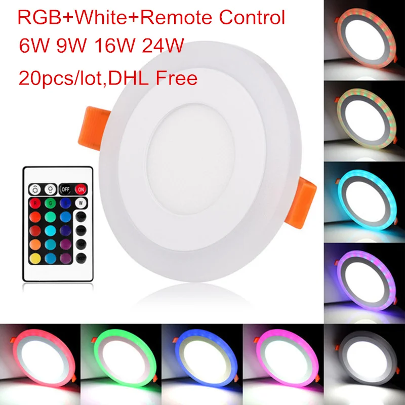 

LED Panel 6W 9W 16W 24W 3Model RGB White LED Panel Light Double Color LED Ceiling Recessed Down Lamp for Indoor Lights DHL Free