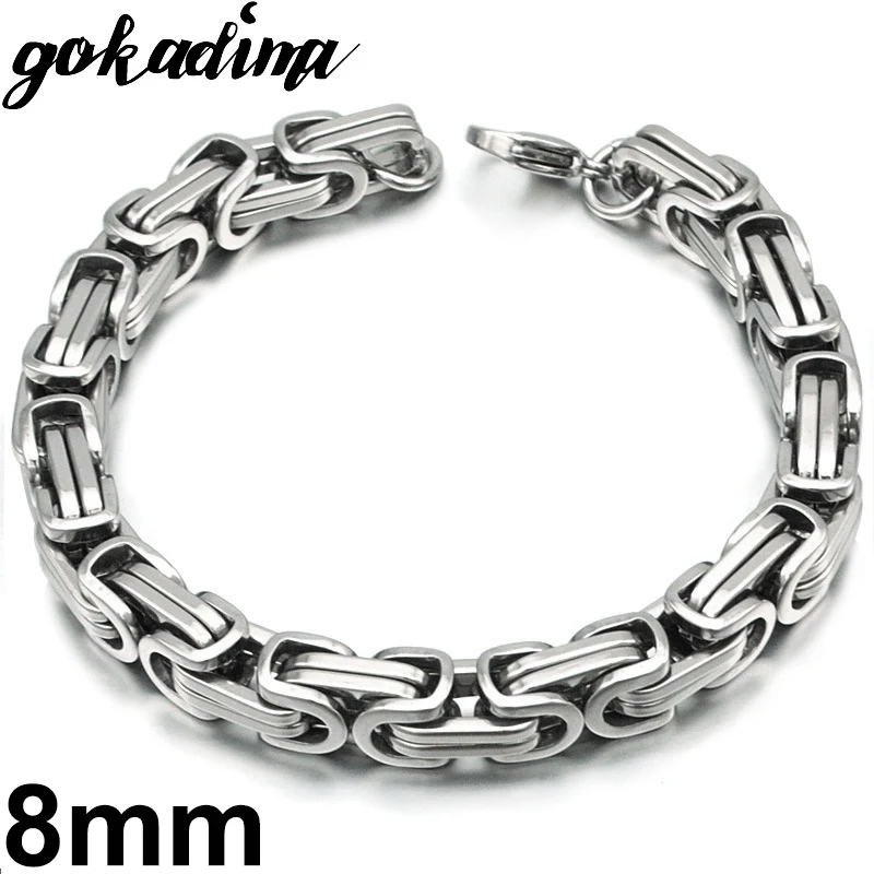 8mm Gokadima продукт, серебряный цвет, браслеты из нержавеющей стали, Византийский браслет-цепочка для Мужчин, Ювелирные изделия, хорошее качество - Окраска металла: 8mm