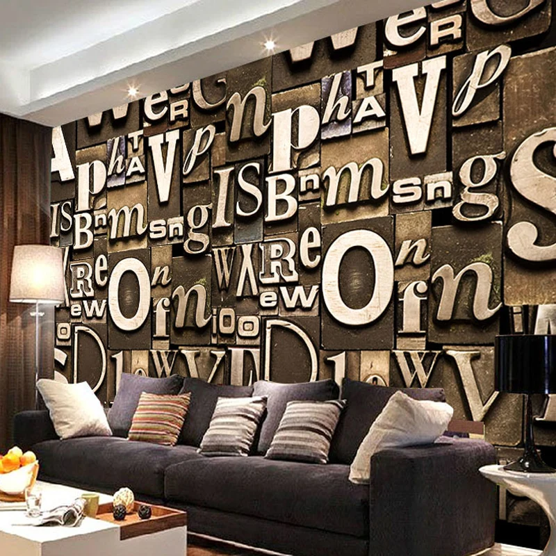 Mural 3d трехмерные 3D обои современный vintage fashion tv диван ктв фоне стены|sofa oxford|wall mount rack