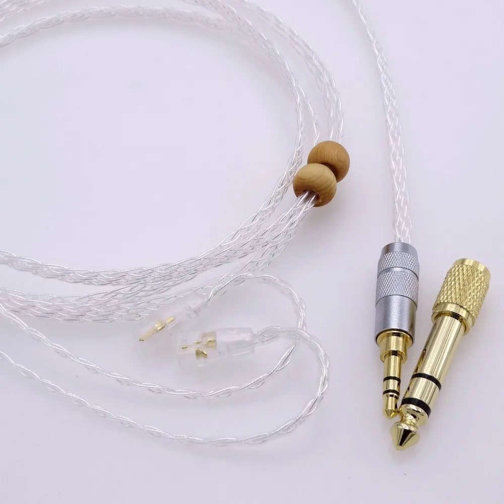 Кабель для наушников Sennheiser IE8 IE80, 8 ядер, 1,2 метров, 5N, OCC, посеребренный, плоская оплетка