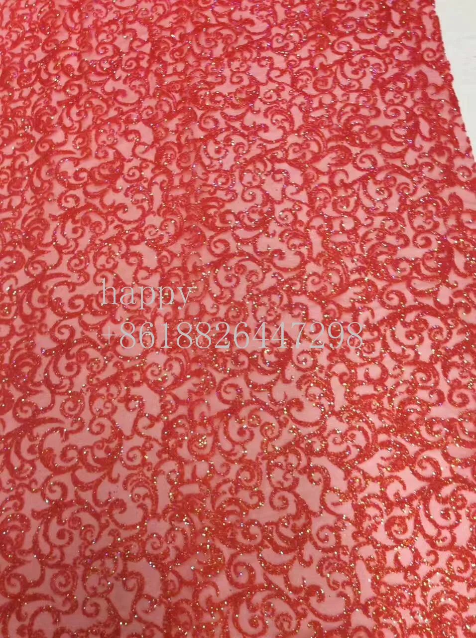 Красный Микс Цветочные Добби склеенные блестки африканская Индия сетка тюль для