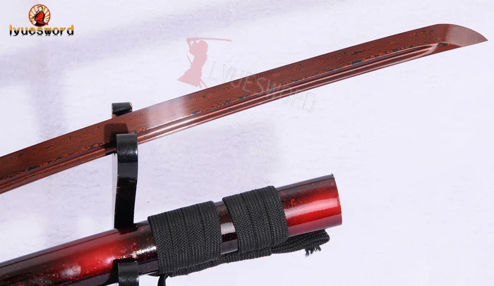 LYUESWORD ручной работы японский меч дамасский красный сложенный стальной очень