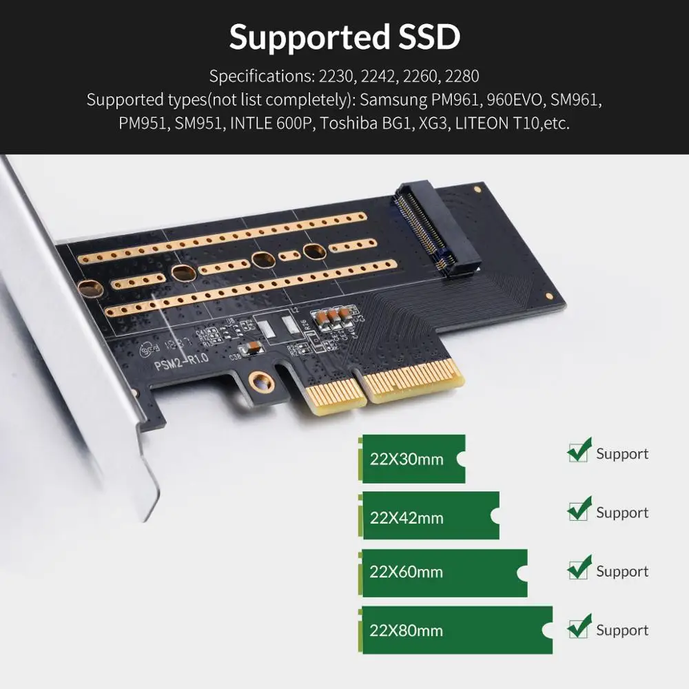 Интерфейсная карта ORICO PCI-E PCI Express 3 0 Gen3 X4 в M.2 M KEY SSD M2 Key для 0x4 2230 2242 2260 2280 | Компьютеры