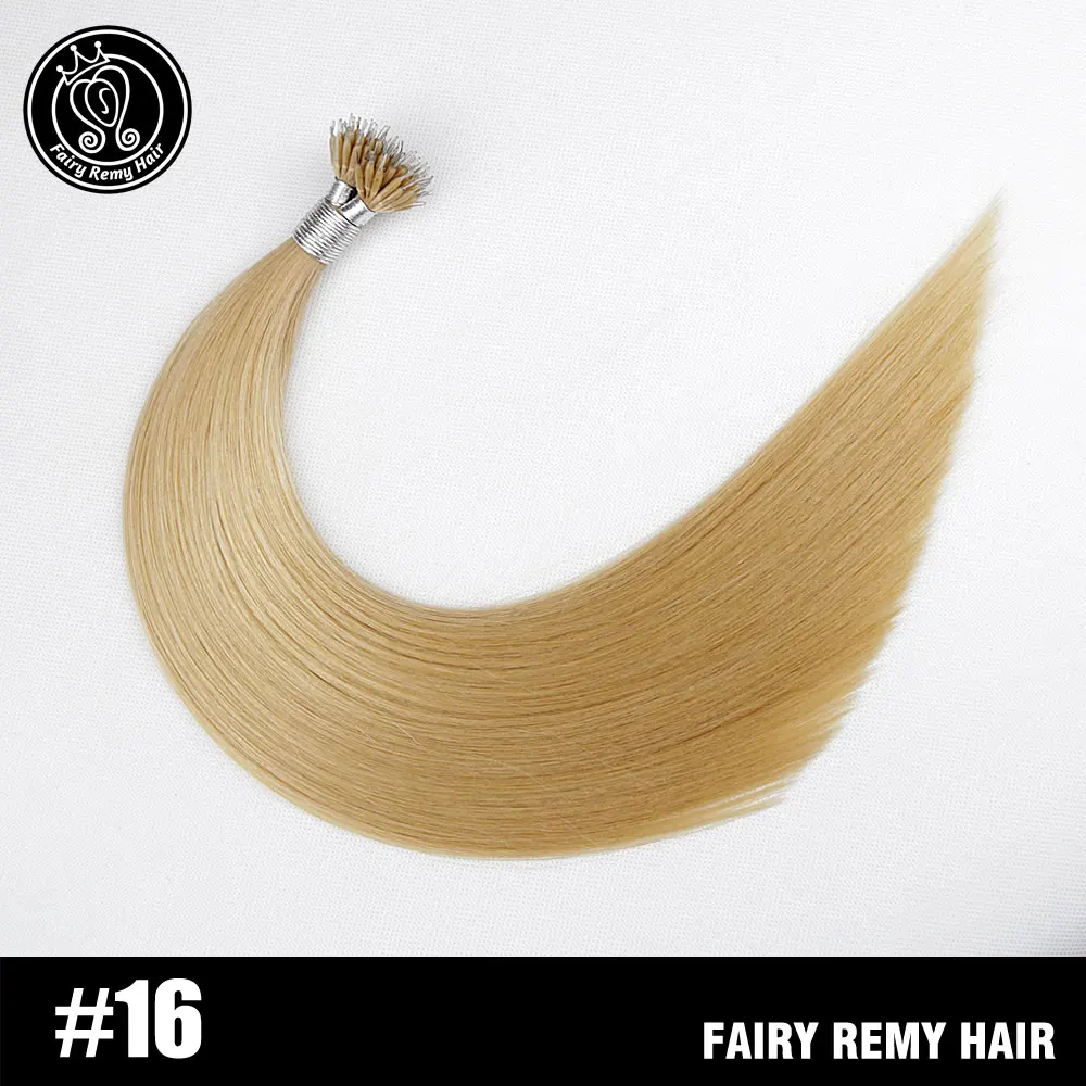 Фея Волосы remy 0,8 г/локон 18 дюймов, Remy настоящие нано кольцо ссылки Пряди человеческих волос для наращивания эффектом деграде(переход от темного к Цвет# T6/16 прямые волосы на микро-бусины заколки для волос 40g - Цвет: #16