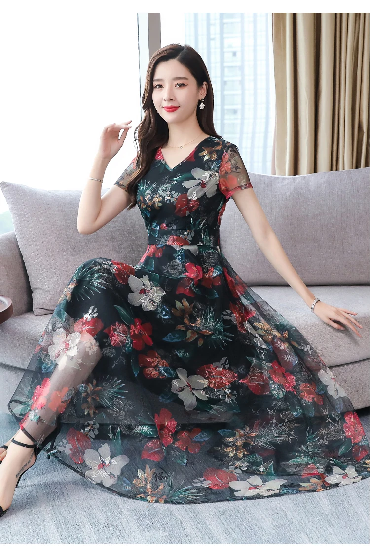 Элегантные цветочные шифоновые Boho летние миди-платья винтажные 3XL плюс размер пляжный Макси-сарафан с принтом женские облегающие вечерние платья