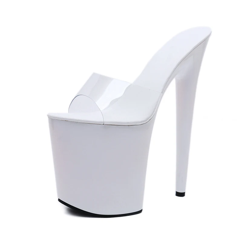 White 20 см, очень высокий каблук на платформе; шлепанцы; сезон лето; Для женщин Карамельный цвет открытый носок ботинки размера плюс 34-44 и выше, женские сандалии под платье, для вечеринки WS0028 - Цвет: White