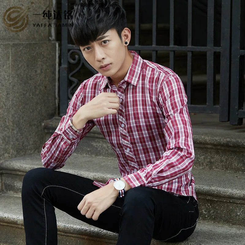 Блузка мужская в полоску 100% хлопок с отложным воротником|striped shirts for men|brand menfashion men