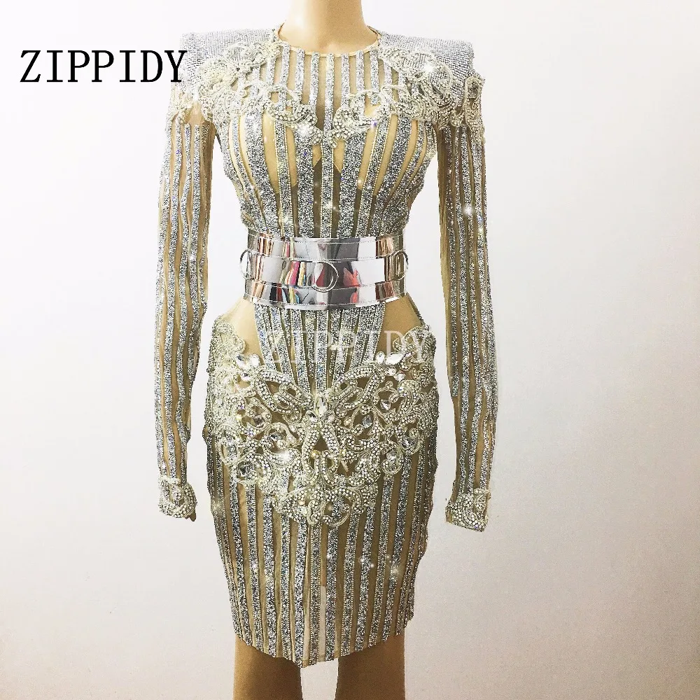 Роскошные Блестящие Кристаллы платье пояс Bling Стразы Костюм для праздника певица