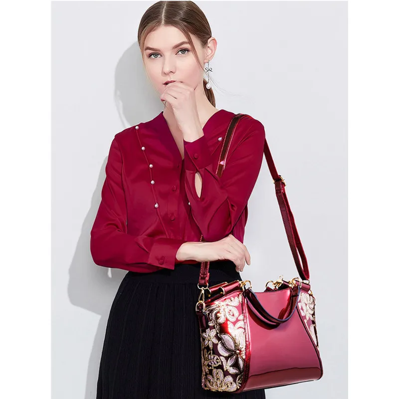 

ICEV New European Fashion Organizer Women Leather Handbags Bags Handbags Women Famous Brands Flower Patent Leather Ladies Totes
