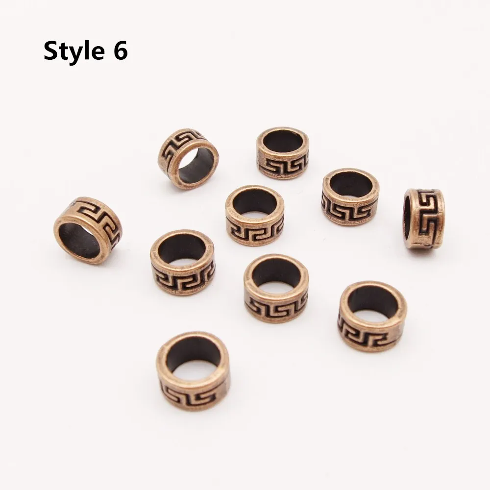 10pcs Style 6 10 шт./упак. красный Медь отличаются друг от друга 8 видов стилей, подвязанные лентой, с объемной волной, дредлоки, для увеличения объема, бусины кольца трубки Головные уборы украшения для Для мужчин Для женщин - Цвет: 10pcs Style 6