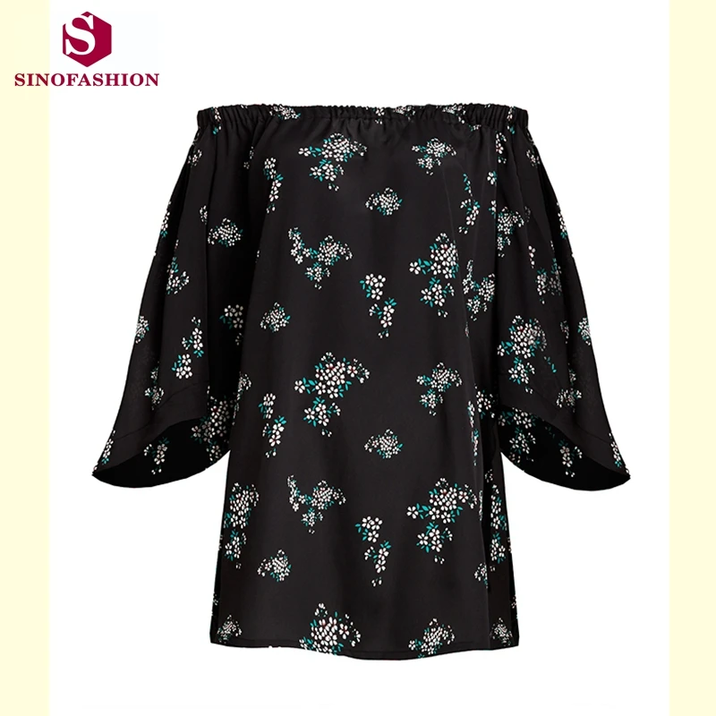 Sinofashion Slash Шеи Без Бретелек Платье Открытое Плечо Цветочные Платья Элегантных