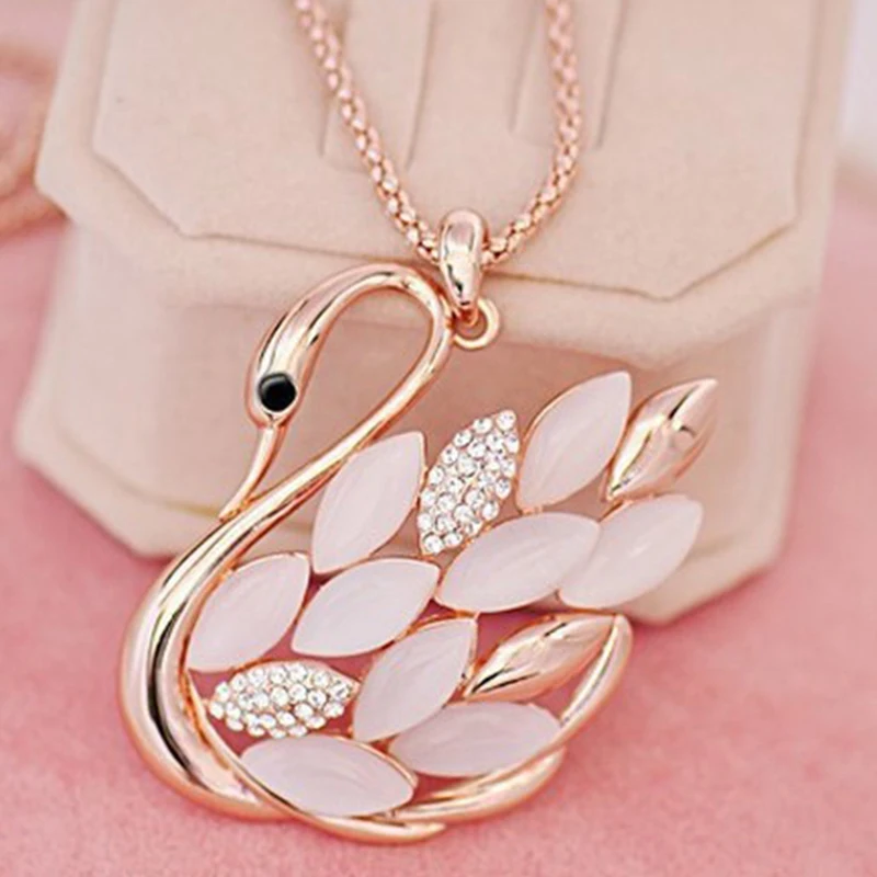 3 шт./лот полноценно Лебедь кристалл длинное ожерелье Модные Опал флэш горный