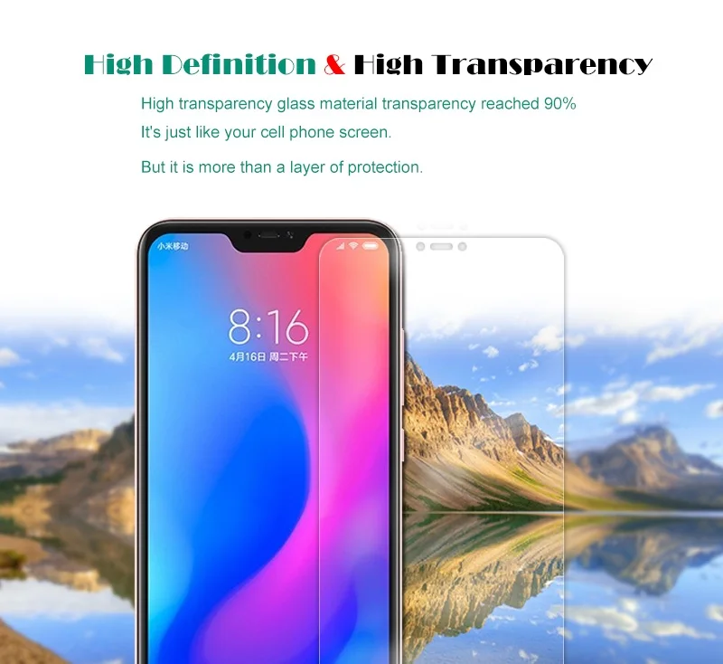 2 шт. 2.5D для XiaoMi A2 Lite закаленное стекло не полное покрытие защита экрана