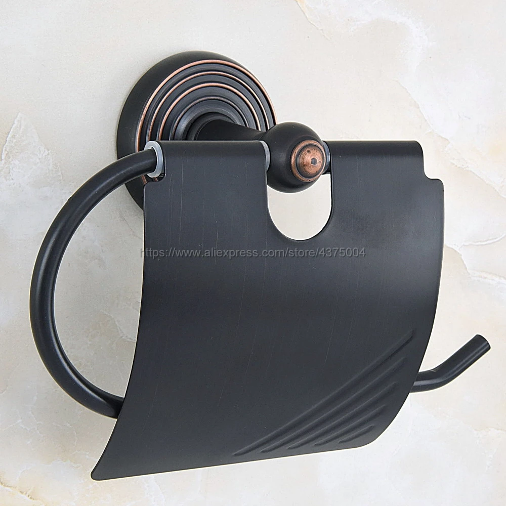 Черный латунный держатель для туалетной бумаги с масляным покрытием настенный