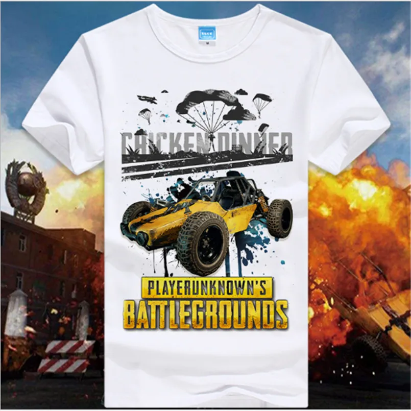 Новая игра Playerunknown's Battlegrounds PUBG Winner Chicken Dinner футболки белые хлопковые с круглым