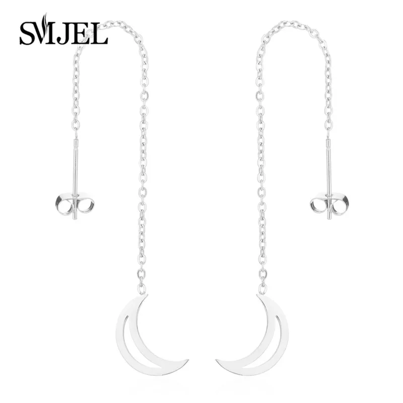 Silver GED174 SMJEL корейский, геометрической формы, висячие серьги для женщин, длинные серьги из стали, висячие серьги с кисточкой для девочек - Окраска металла: Silver GED174