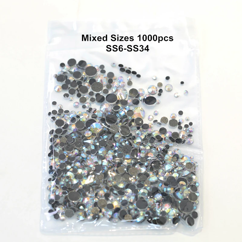 SS4-SS40 Crystal AB Glass DMC стразы горячей фиксации Стразы с плоской задней поверхностью