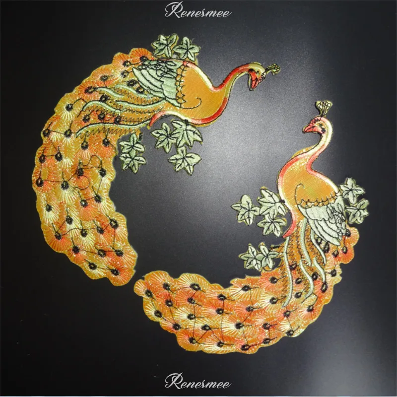 1 Mirror Pair Phonix Applique Clothing Embroidery Patch Fabric Sticker Iron On Craft Sewing Repair9X18cm SX121 | Дом и сад