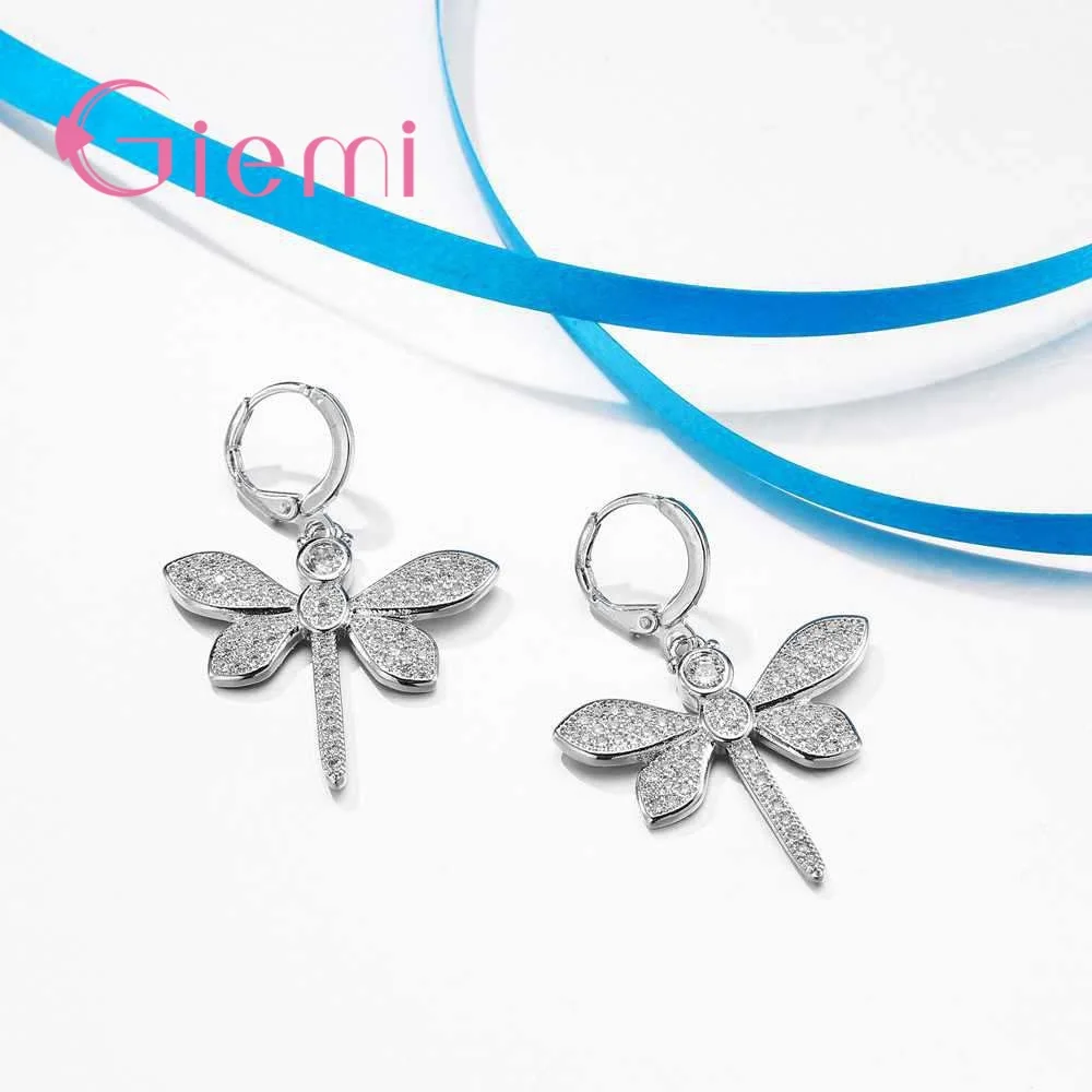 Женское ожерелье из серебра 925 пробы с подвеской в виде стрекозы|set dragonfly|earrings sethoop