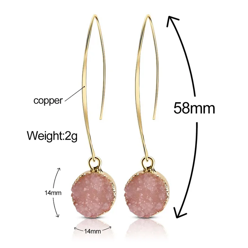 Модные серьги из полимерного камня Druzy Drusy для женщин позолоченные круглые в