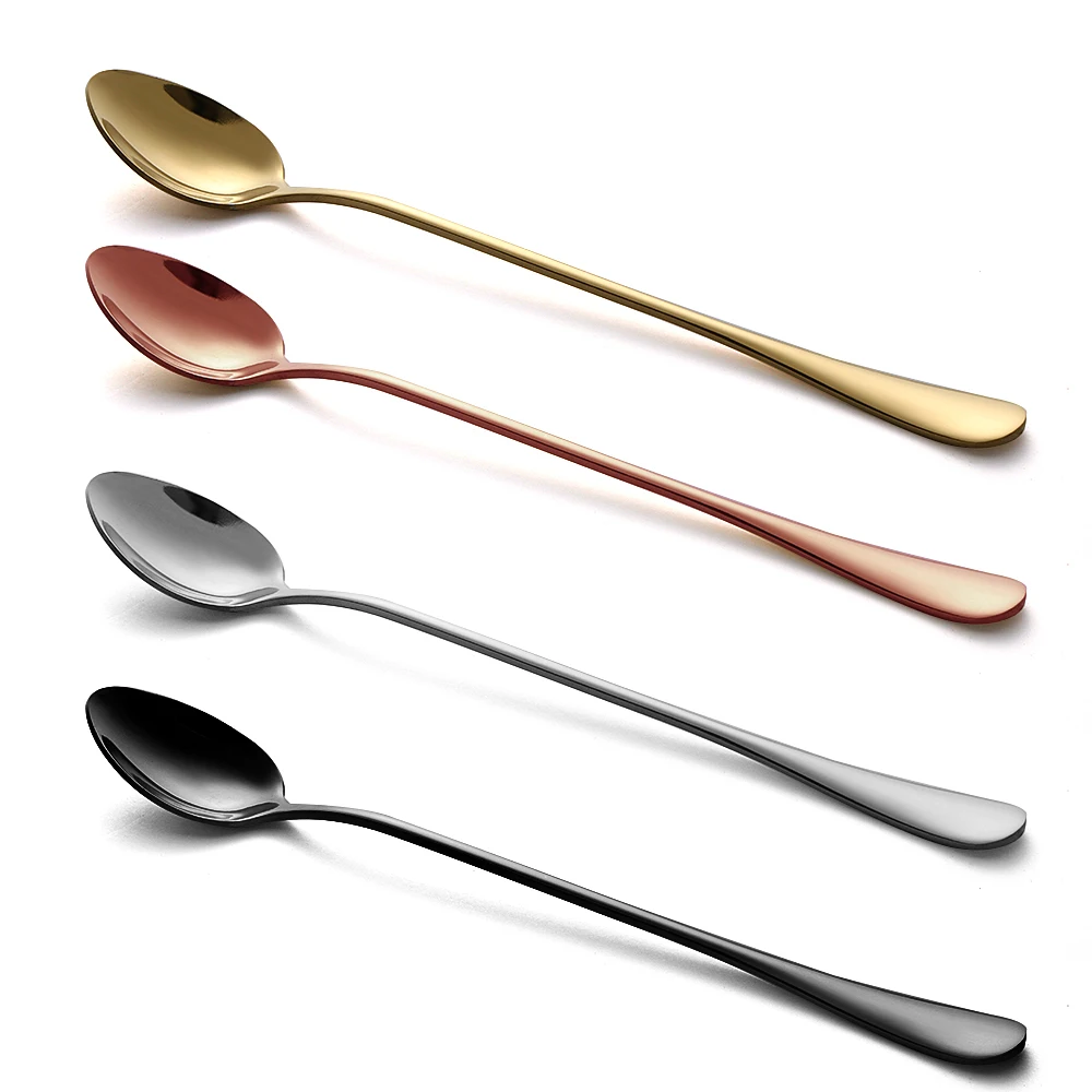 Новинка 4 цвета десертная ложка из нержавеющей стали с длинной ручкой ложки для