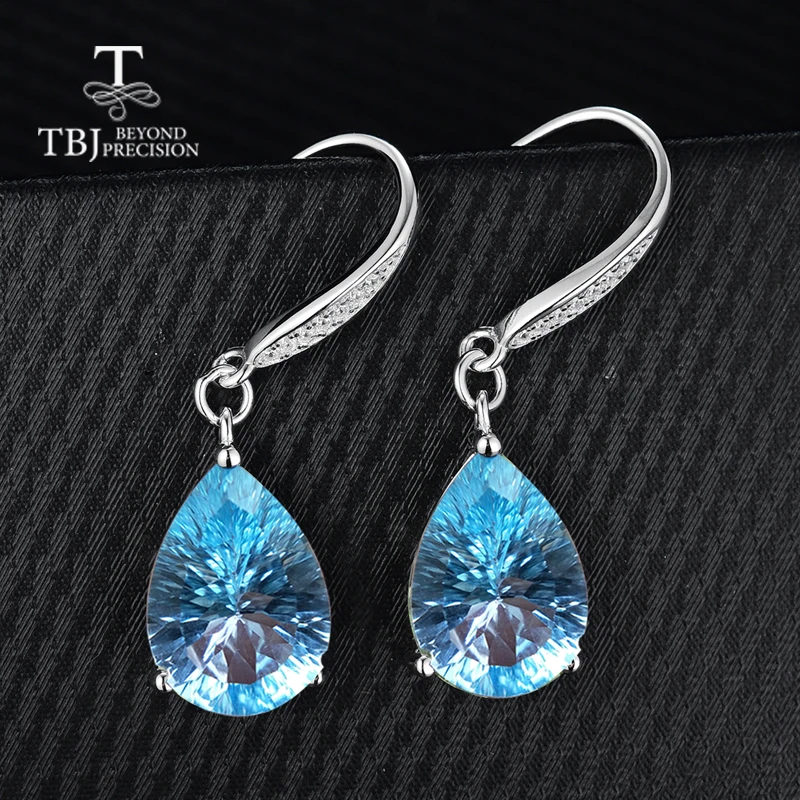 Женские серьги с крючком TBJ 13ct небесно-голубой топаз вогнутые серьги-подвески из