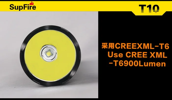 SupFire T10 CREE T6 10 Вт 900lm светодиодный фонарик водонепроницаемый ip67 Светодиодный с