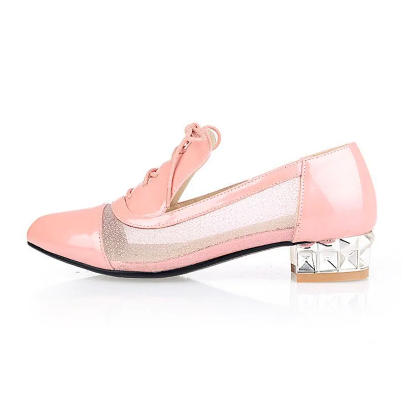 Туфли-лодочки женские с острым носком на шнуровке размеры 32-44 | Обувь