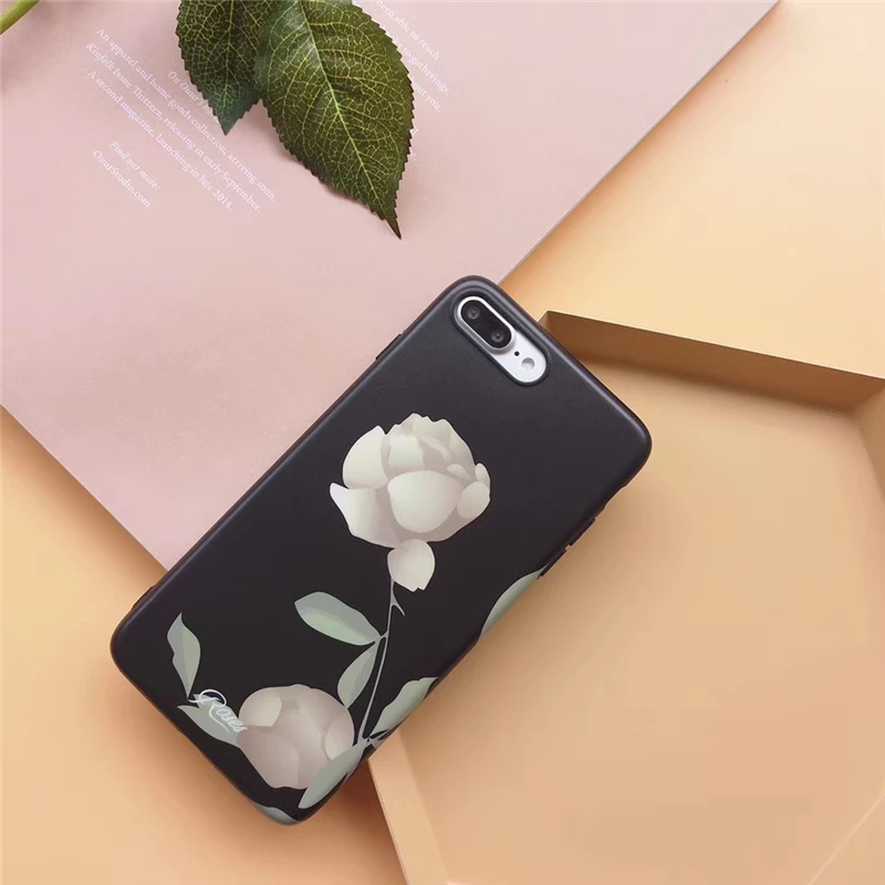 RMJ-DNA белая роза телефона чехол для iPhone X случаях матовая ТПУ Soft shell 7 плюс 8 6 6s сзади