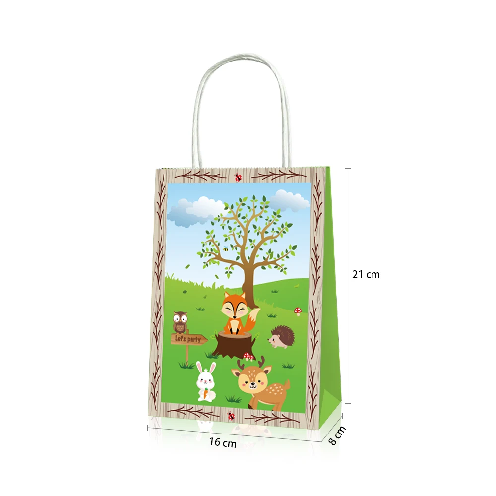 

Safari Woodland Kids Candy Bags Jungle Theme Party Gift Bags Party Decorations Cartoon Animals Paper Gift Boxes Packing Supplies