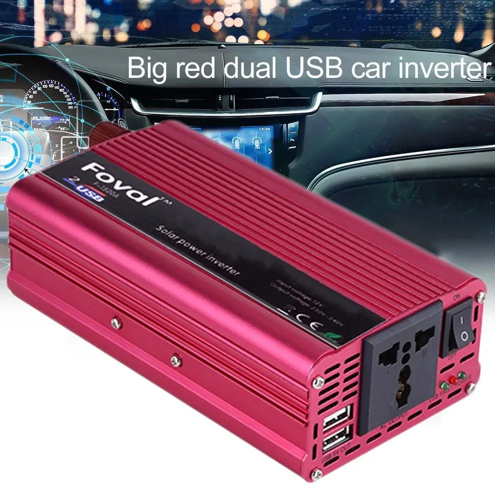 1000 Вт Автомобильный инвертор 12В к ac220в алюминиевый сплав двойной USB зарядное устройство конвертер Высокая эффективность преобразования конвертер