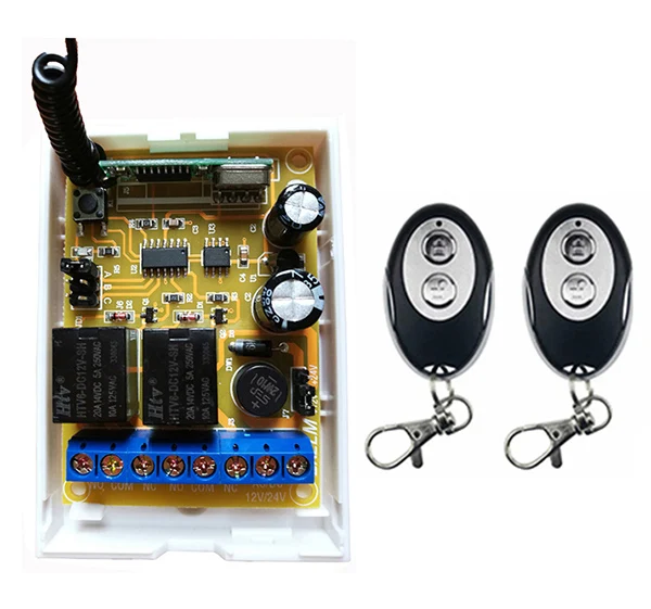 DC12V DC24V 2CH RF Wireless Remote Control Switch System Receiver +ellipse shape Transmitters Learning code / window/Garage Door |