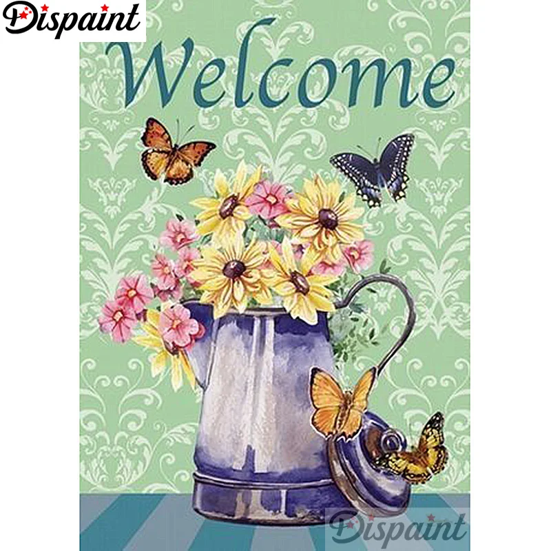 

Dispaint Full Square/Round Drill 5D DIY Diamond Painting "Flower butterfly" Embroidery Cross Stitch 3D Home Decor A12912