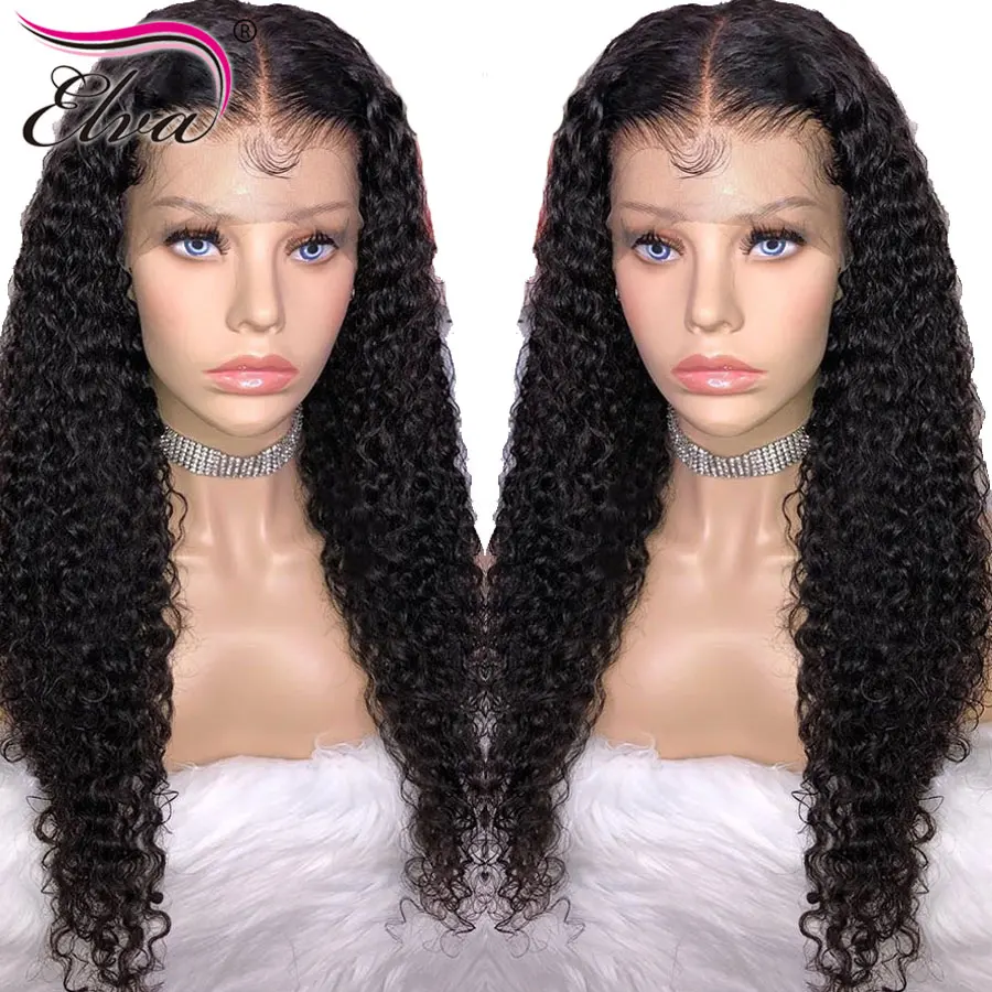 ELVA HAIR 360 Шнурковый парик с волосами из человеческого волоса с кудрями Baby Pre Plucked Front для черных женщин бразильского Реми.